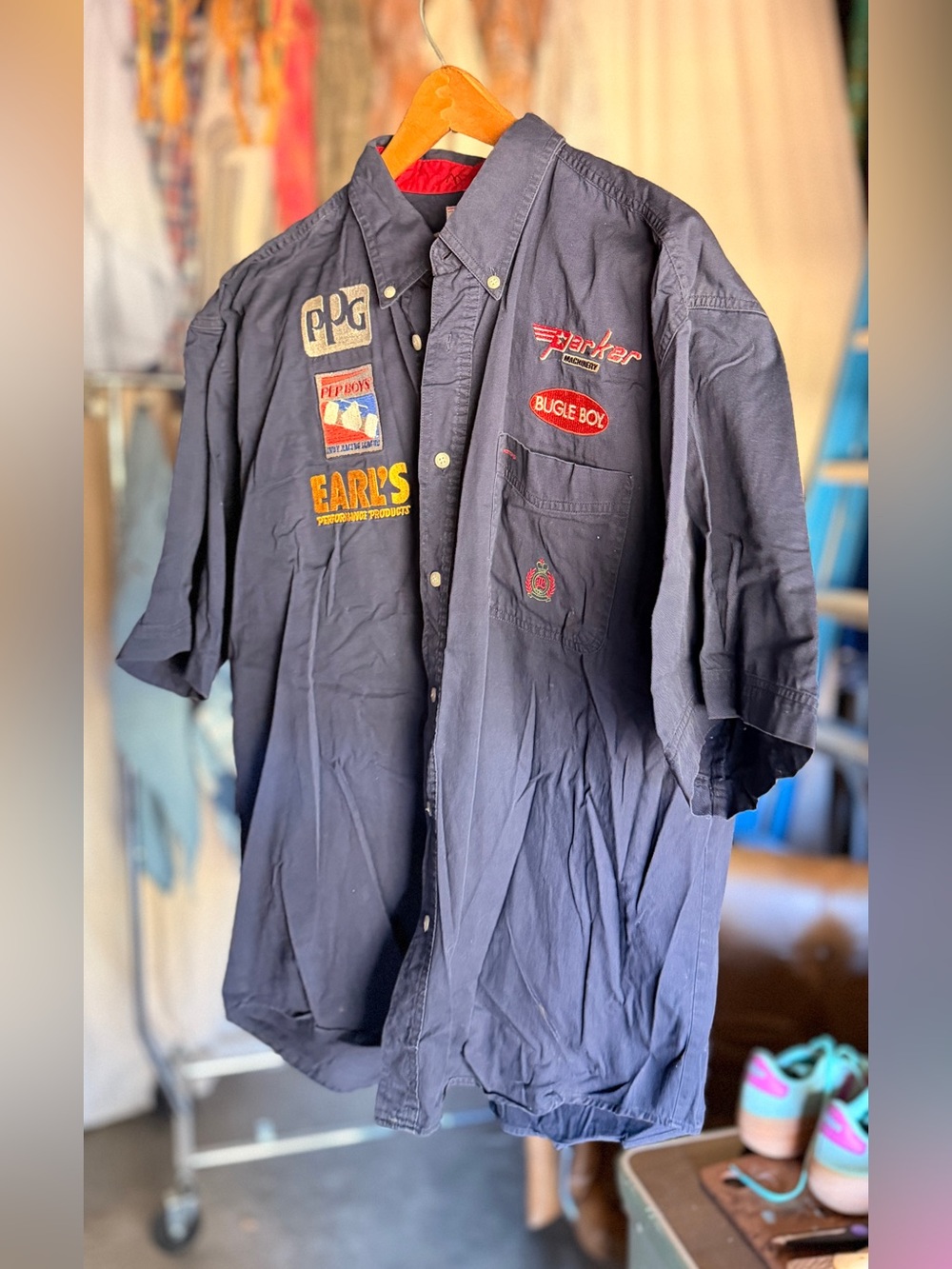 Vintage 1990s Bugle Boy Indy Racing League (IRL) pit crew style shirt
Sz xxl